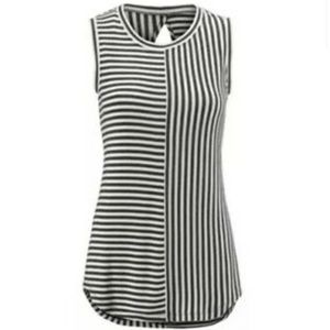 CAbi Black and White Striped Tank Top